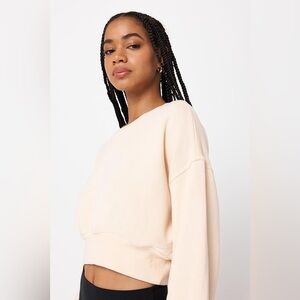 SPIRITUAL GANGSTER Aspen Sweatshirt Balloon Sleeve Cropped In Blush S